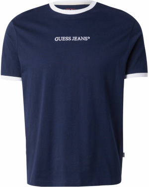 GUESS JEANS Tričko  námornícka modrá / biela