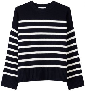 Bershka Sveter  tmavomodrá / biela