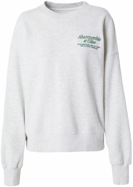 Abercrombie & Fitch Mikina  svetlosivá / tmavozelená