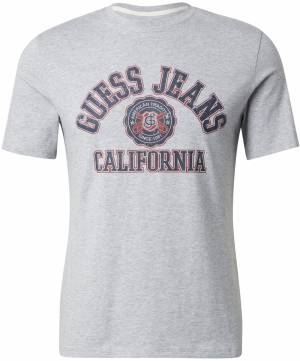 GUESS JEANS Tričko  námornícka modrá / sivá melírovaná / červená