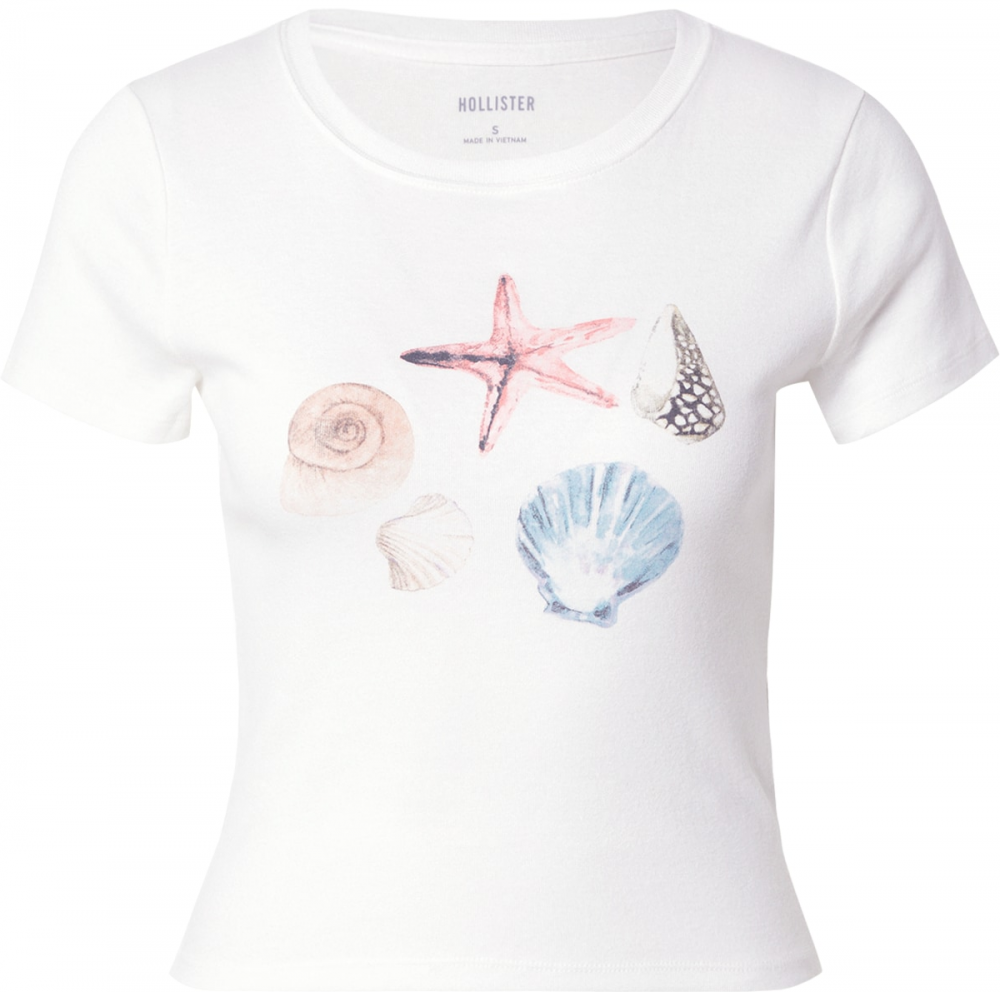 HOLLISTER Tričko  béžová / sivá / pastelovo červená / biela