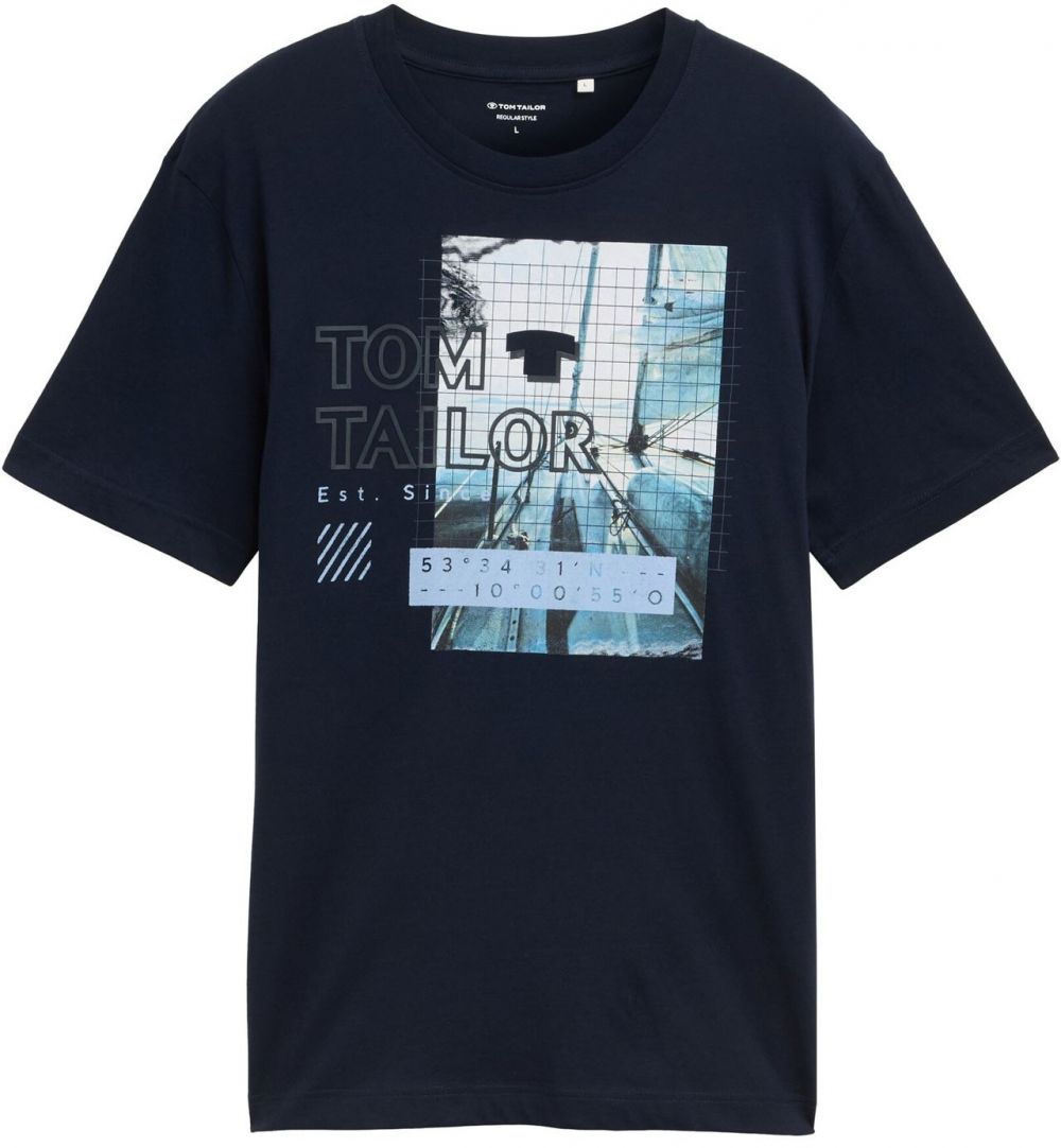 TOM TAILOR Tričko  svetlomodrá / tmavomodrá / tmavosivá / čierna