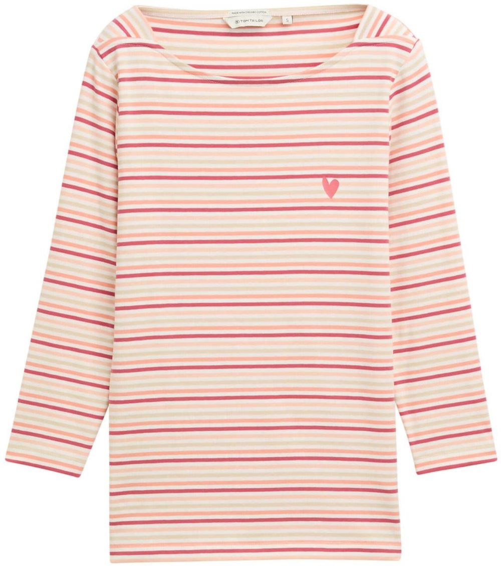 TOM TAILOR Tričko  svetlobéžová / rosé / bordová / biela