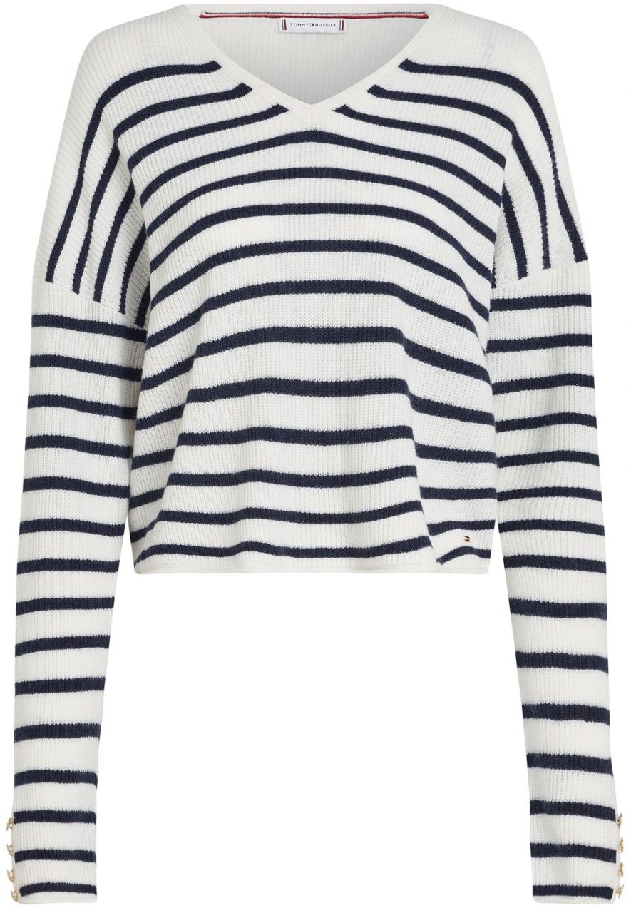 TOMMY HILFIGER Sveter  námornícka modrá / biela