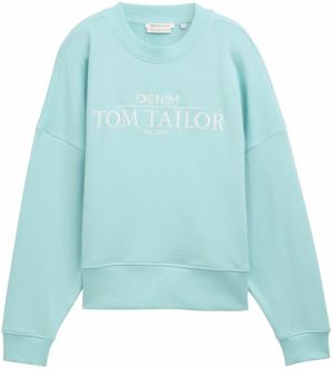 TOM TAILOR DENIM Mikina  vodová / biela