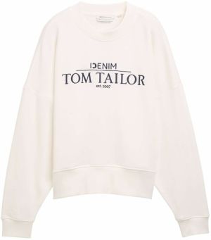 TOM TAILOR DENIM Mikina  tmavomodrá / šedobiela
