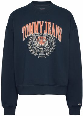 Tommy Jeans Mikina  námornícka modrá / lososová / biela