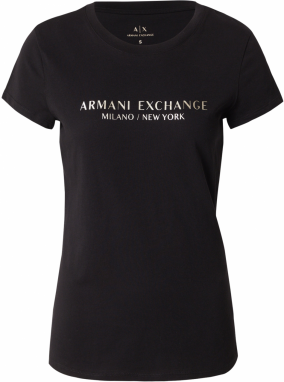 ARMANI EXCHANGE Tričko 'Milano New York'  zlatá / čierna