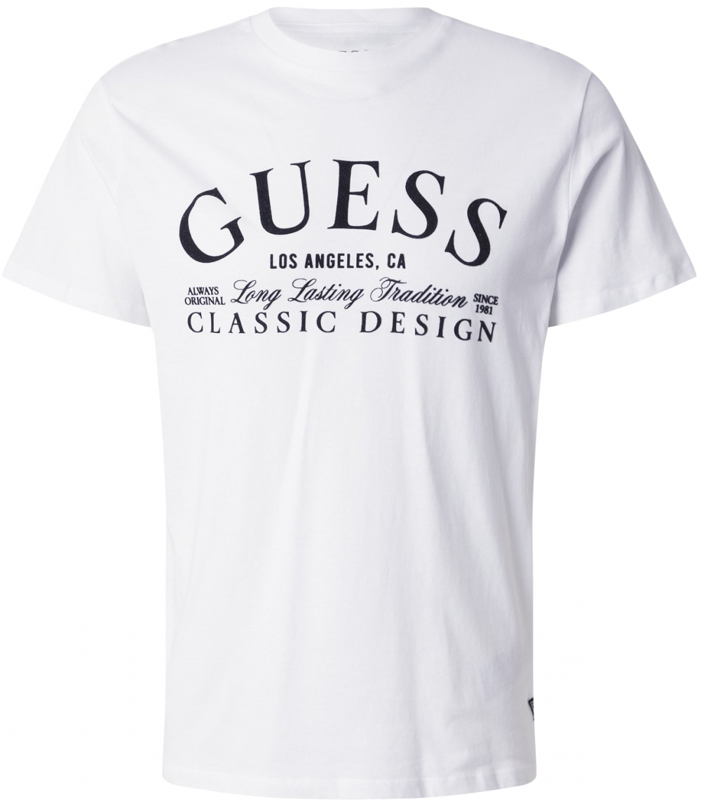 GUESS Tričko 'CLASSIC'  čierna / biela