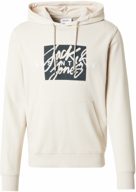 JACK & JONES Mikina 'JJCOLTON'  sivobéžová / čierna / biela