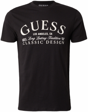 GUESS Tričko 'CLASSIC'  čierna / biela