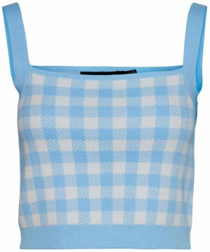 VERO MODA Vyšívaný top 'Gingi'  svetlomodrá / biela