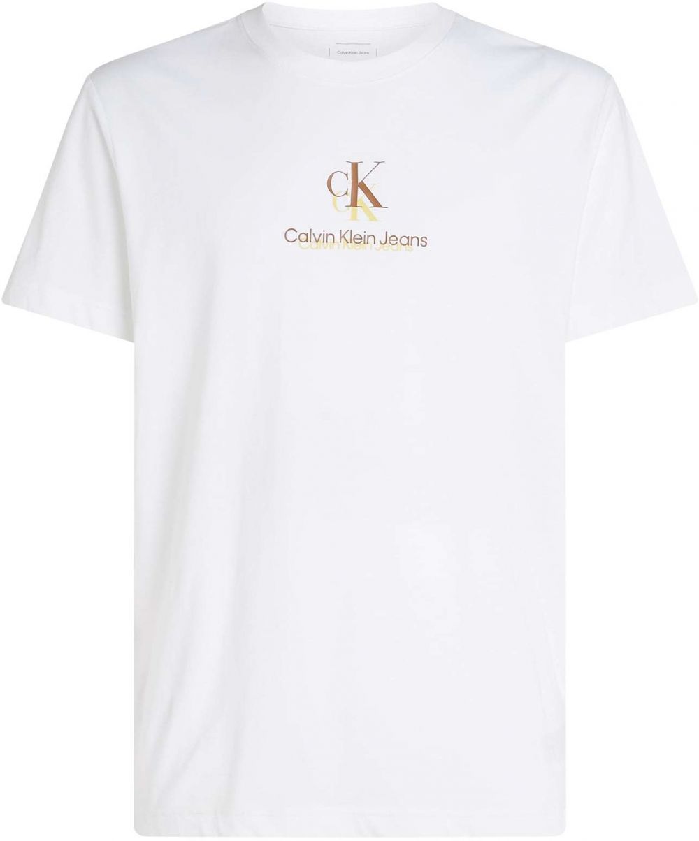 Calvin Klein Jeans Tričko  hnedá / žltá / biela