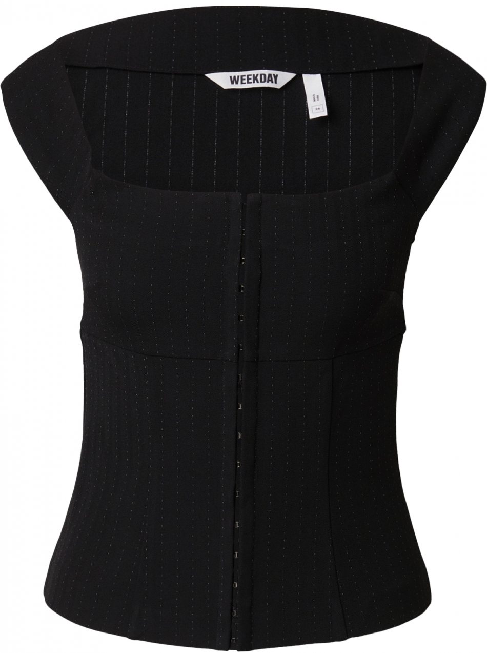 WEEKDAY Top 'Raven'  čierna / šedobiela