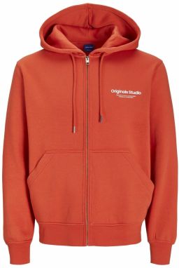 JACK & JONES Tepláková bunda 'JJVesterbro'  neónovo červená / biela