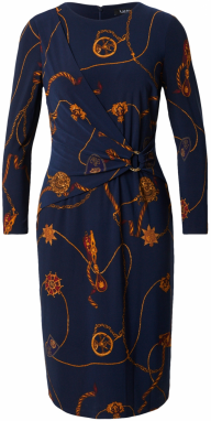 Lauren Ralph Lauren Šaty 'FABIANA'  námornícka modrá / tmavohnedá / žltá / zlatá žltá