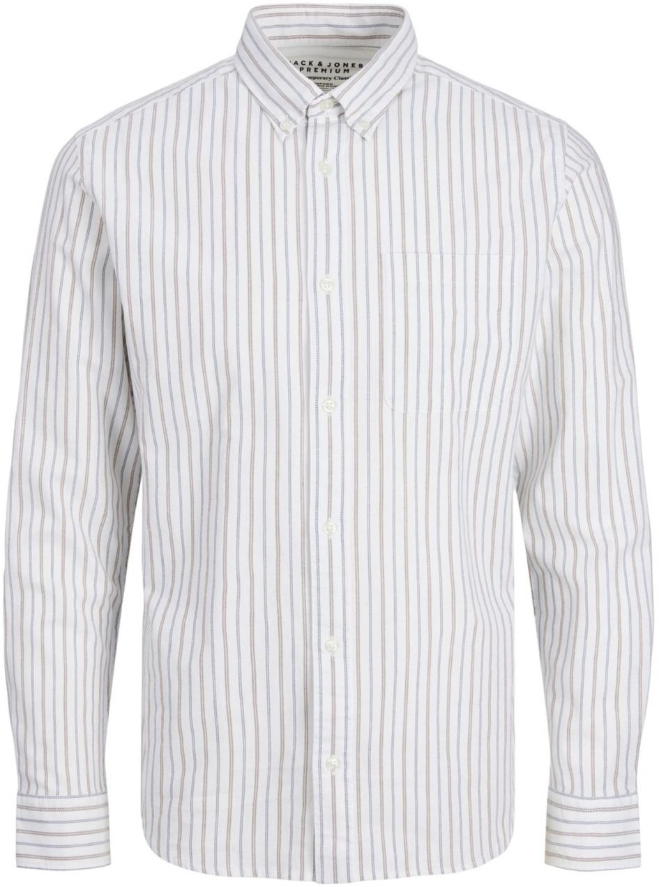 JACK & JONES Košeľa 'JPRBLUBrook'  tmavomodrá / svetlohnedá / biela