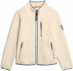 Superdry Flisová bunda  krémová / modrá / oranžová / čierna