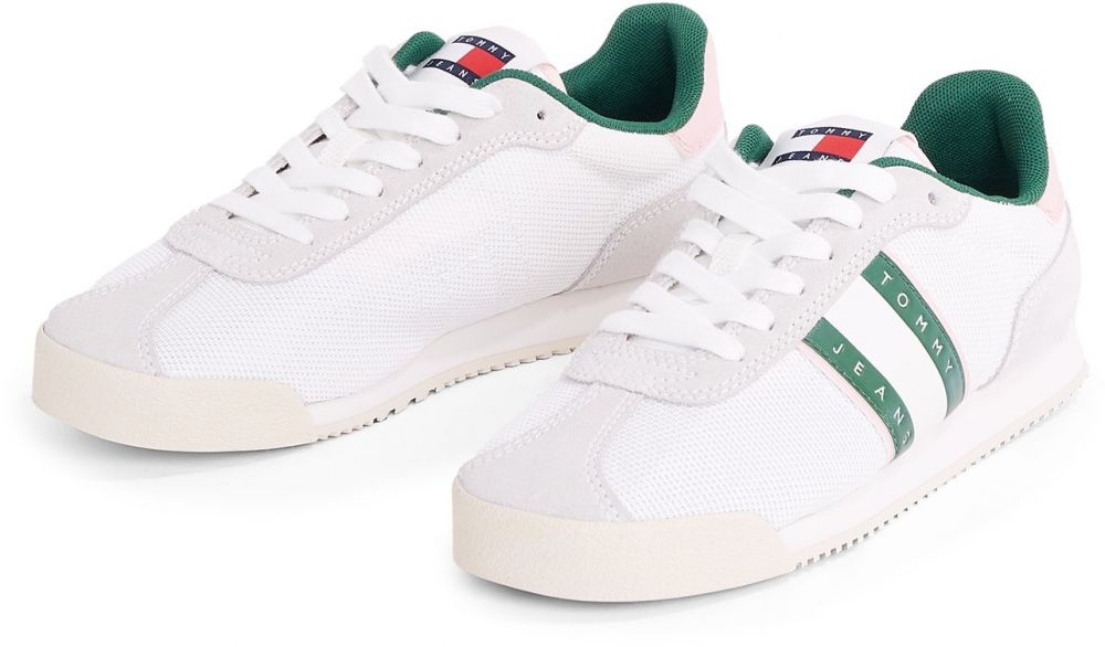 Tommy Jeans Nízke tenisky  svetlosivá / zelená / šedobiela