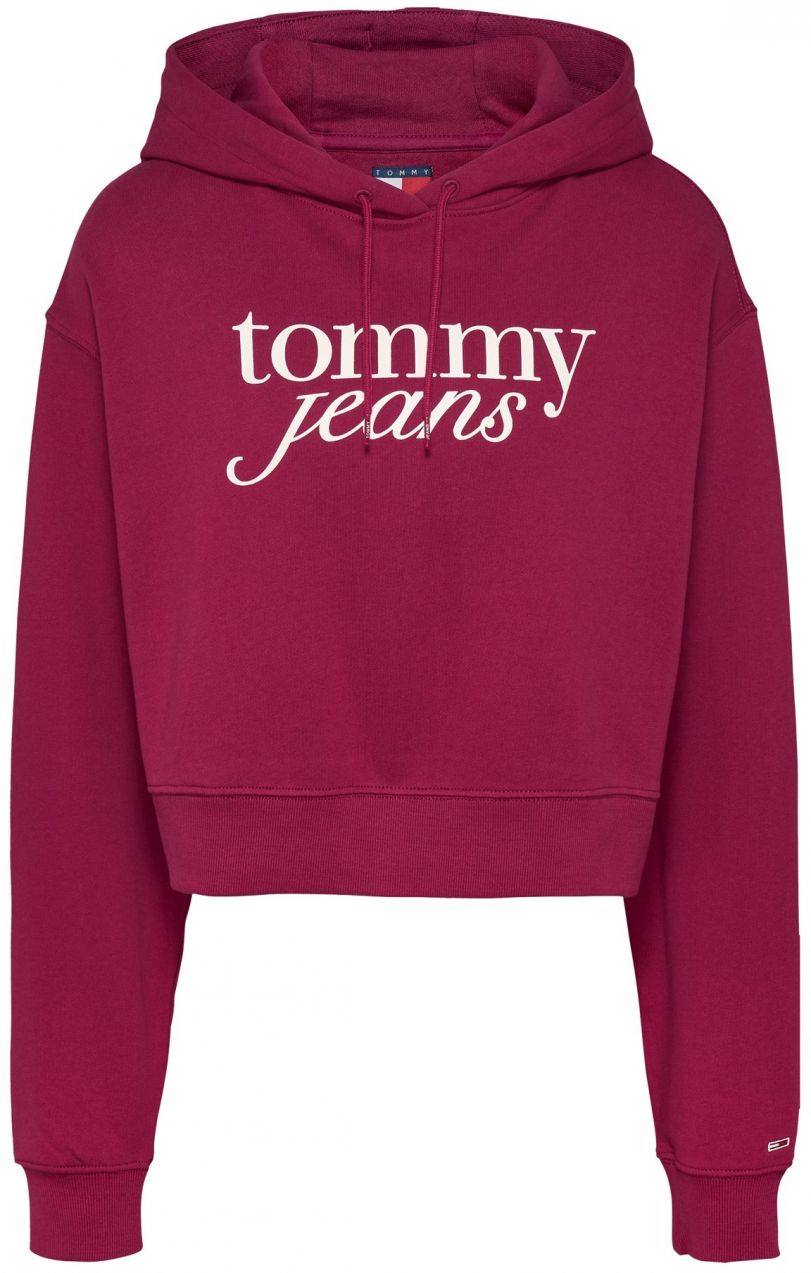 Tommy Jeans Mikina  vínovo červená / biela