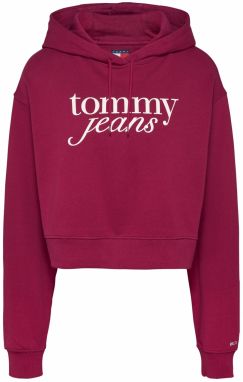 Tommy Jeans Mikina  vínovo červená / biela
