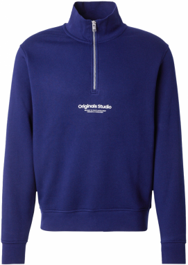 JACK & JONES Mikina 'JORVesterbro'  tmavomodrá / biela