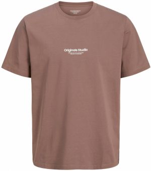 JACK & JONES Tričko 'JORVesterbro'  čokoládová / biela