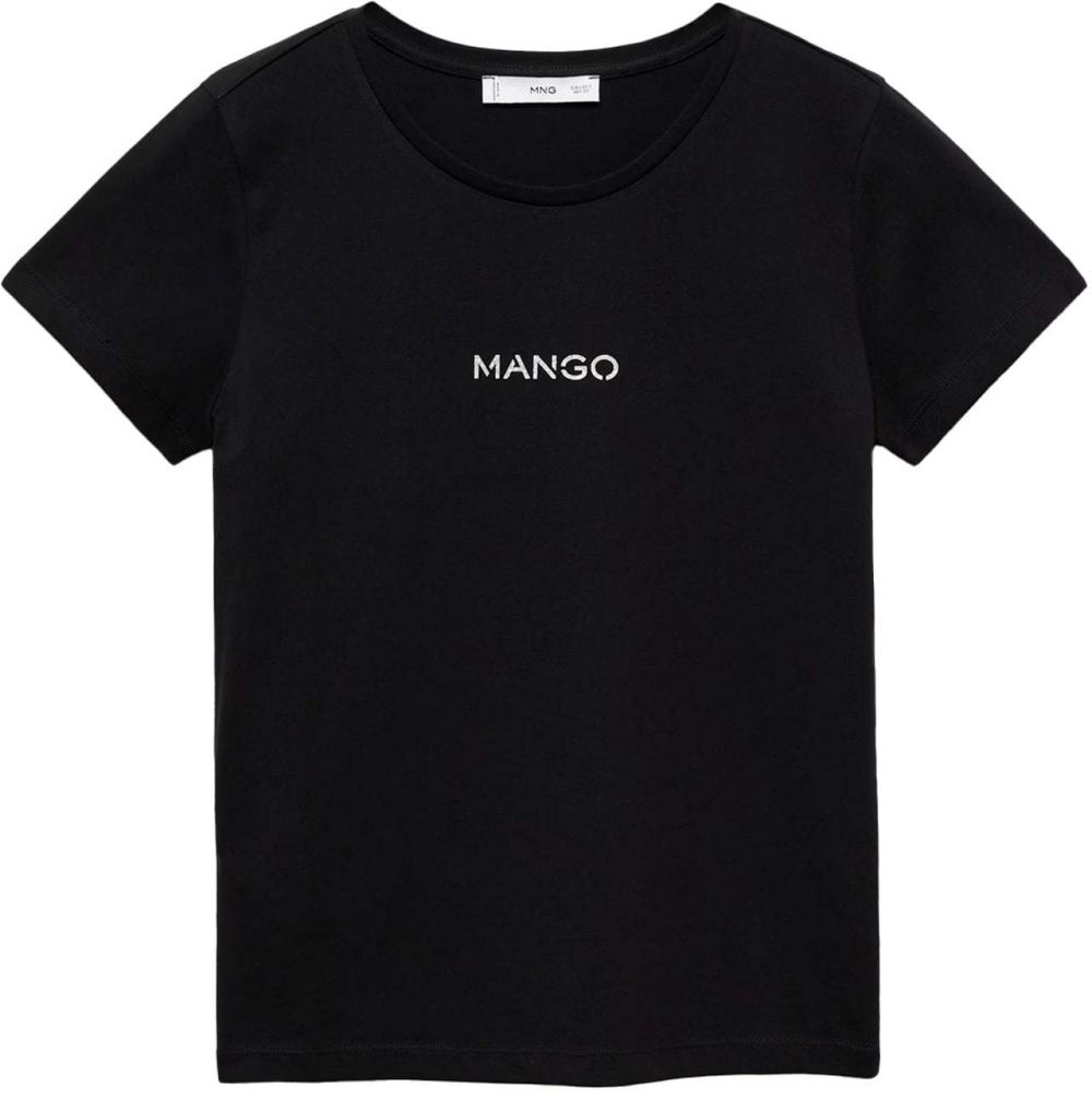 MANGO Tričko  čierna / strieborná