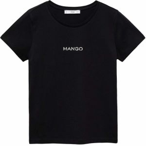 MANGO Tričko  čierna / strieborná