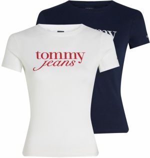 Tommy Jeans Tričko 'ESSENTIAL'  námornícka modrá / červená / biela