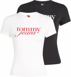 Tommy Jeans Tričko 'ESSENTIAL'  čierna / biela