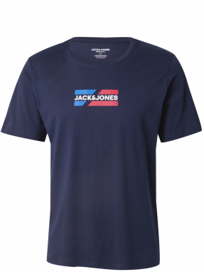 JACK & JONES Tričko  námornícka modrá / azúrová / tmavočervená / biela