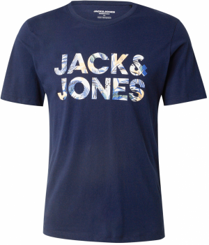 JACK & JONES Tričko 'JJEBryan'  námornícka modrá / nefritová / koralová / biela
