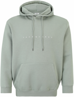 Jack & Jones Plus Mikina 'JJEStar'  pastelovo zelená / biela