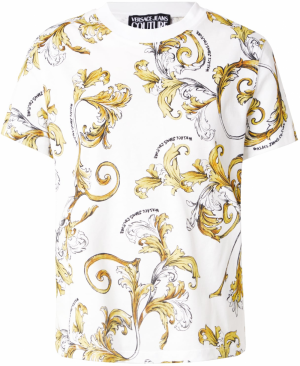 Versace Jeans Couture Tričko 'BAROCCO OUTLINE'  zlatá / čierna / biela