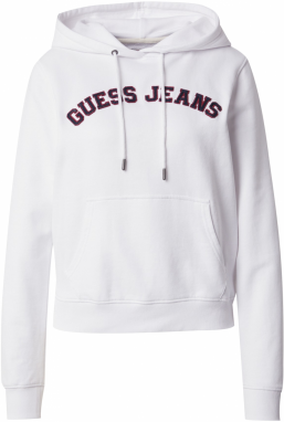 GUESS JEANS Mikina  rubínová / čierna / biela