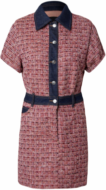 BOSS Košeľové šaty 'C_Deedra-W'  modrá denim / ružová / červená / biela