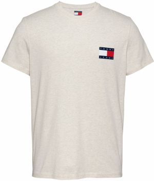 Tommy Jeans Tričko 'ESSENTIAL'  béžová melírovaná / námornícka modrá / červená / biela