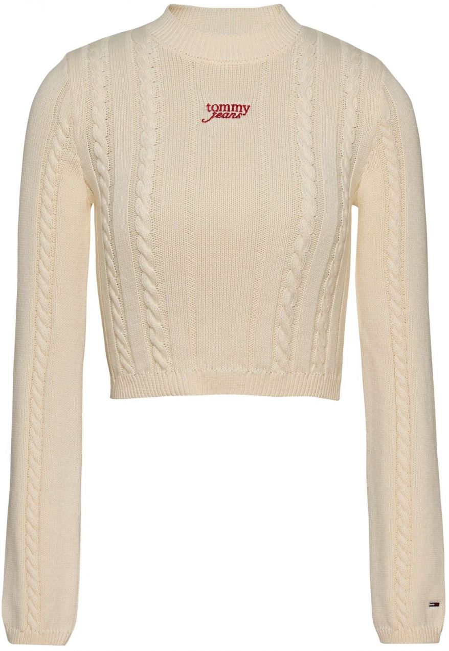 Tommy Jeans Sveter  krémová / jasne červená