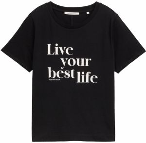 TOM TAILOR DENIM Tričko  čierna / biela