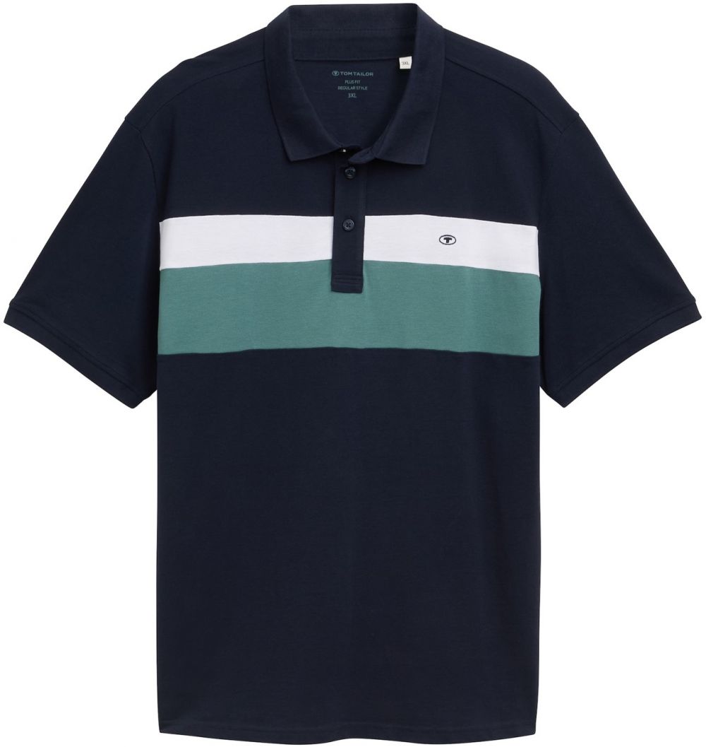 TOM TAILOR Men + Tričko  námornícka modrá / nefritová / biela