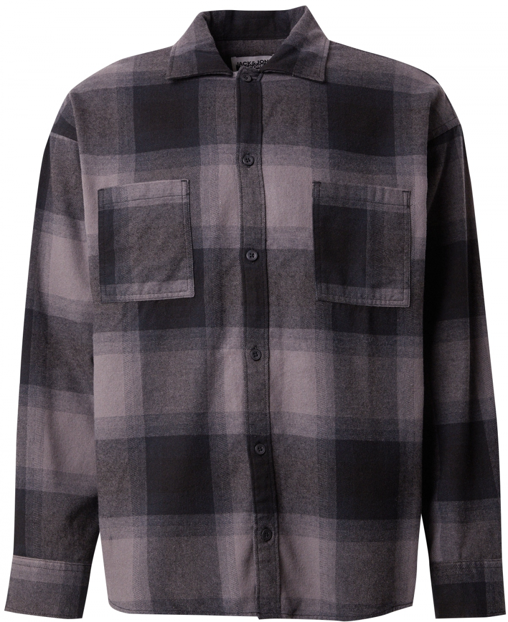JACK & JONES Košeľa 'JCOREFLEX DARREN'  sivá / čierna