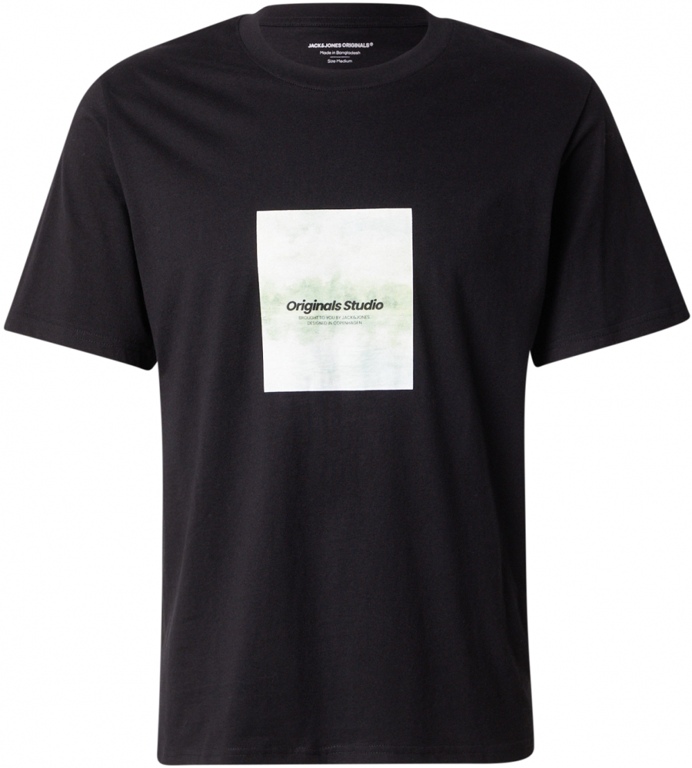JACK & JONES Tričko 'JORVESTERBRO'  svetlozelená / čierna / biela