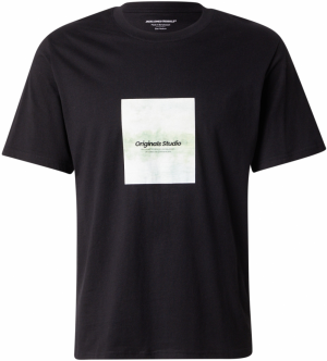 JACK & JONES Tričko 'JORVESTERBRO'  svetlozelená / čierna / biela