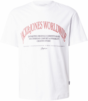 JACK & JONES Tričko 'JORFREDERIKSBERG MARGATE'  svetločervená / čierna / biela