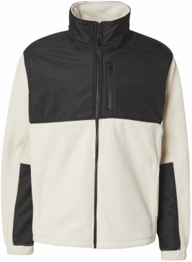 JACK & JONES Flisová bunda 'JCOLIMA'  svetlobéžová / čierna
