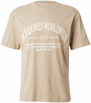 JACK & JONES Tričko 'JORFREDERIKSBERG MARGATE'  tmavošedá / biela