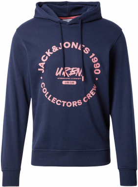 JACK & JONES Mikina  tmavomodrá / melónová