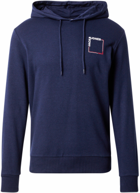 JACK & JONES Mikina 'JJVERNER'  tmavomodrá / červená / biela