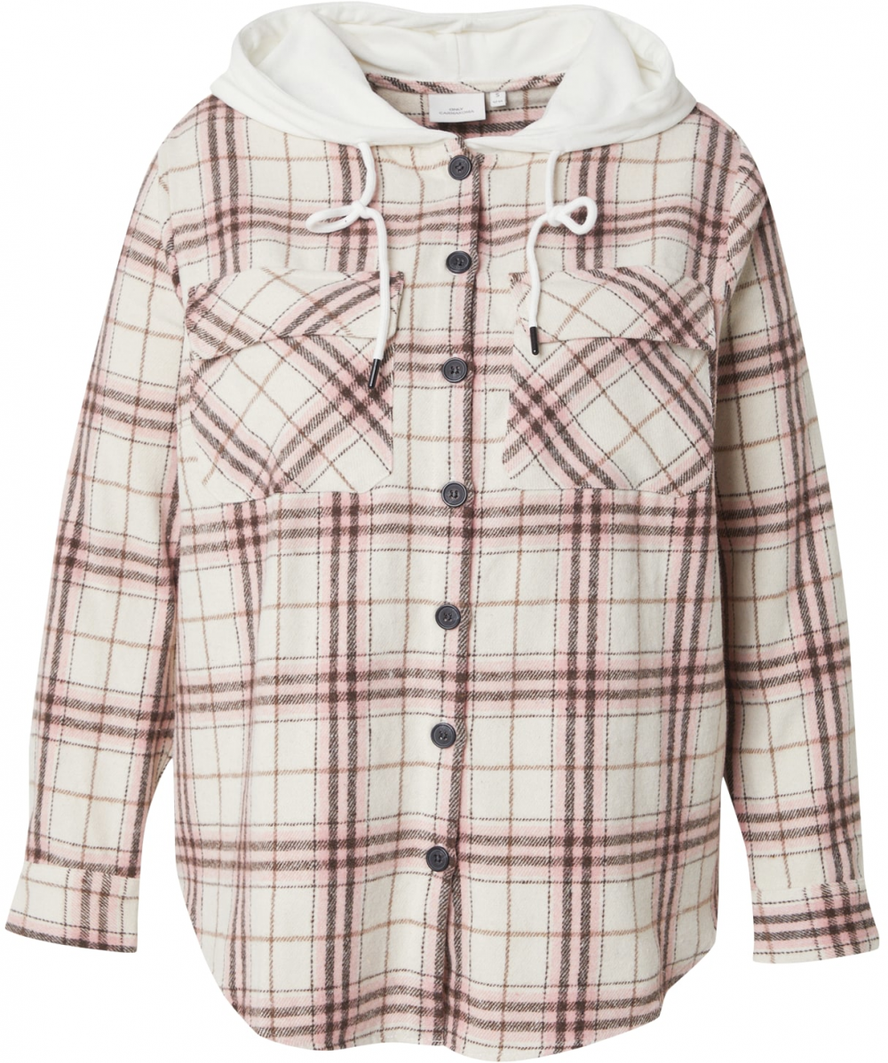 ONLY Carmakoma Prechodná bunda 'CARSLOPE'  tmavohnedá / ružová / biela / šedobiela